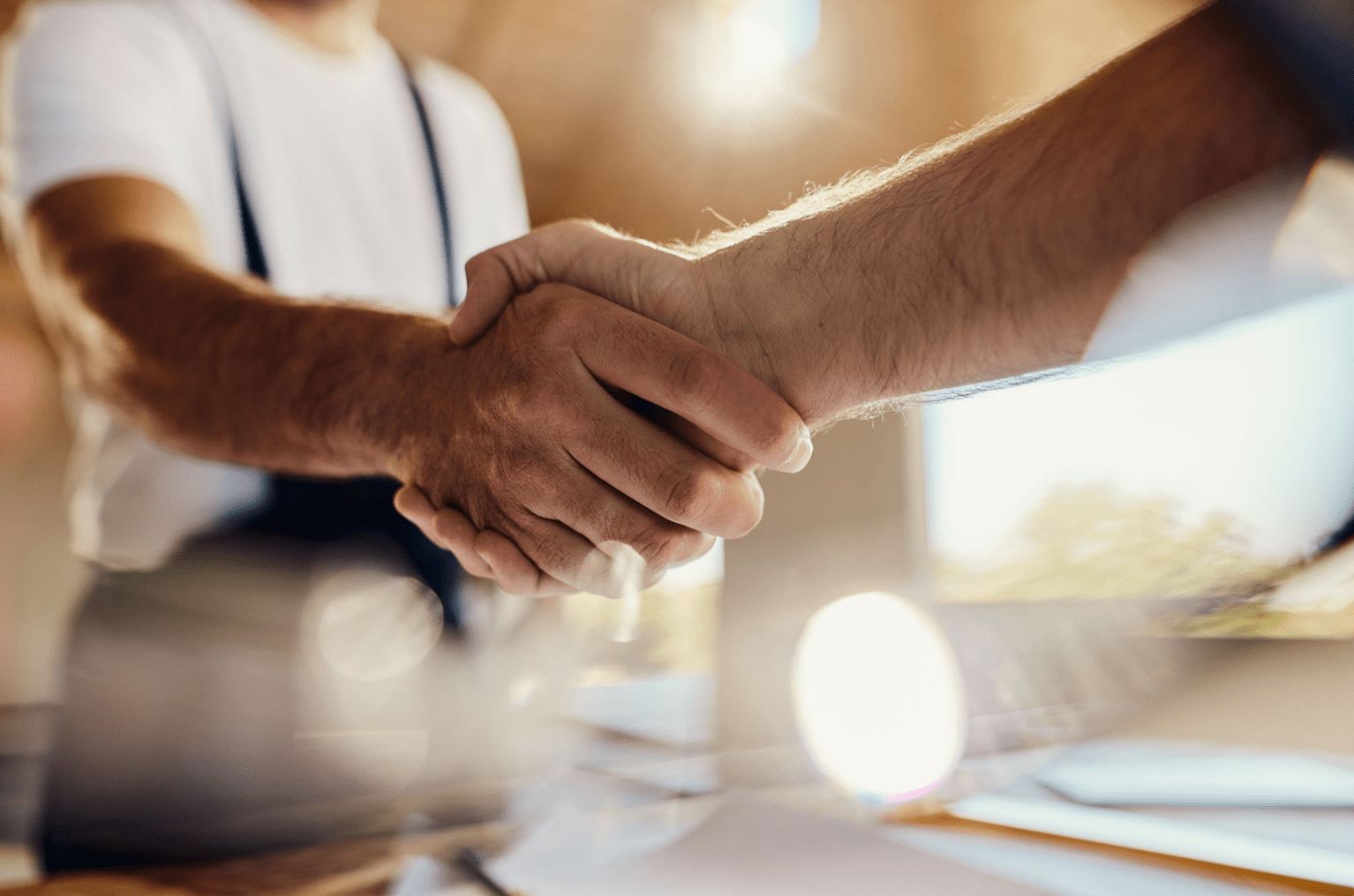 Handshake agreement in office setting